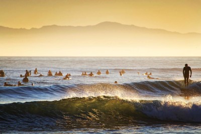 surfing at rincon in santa barbara