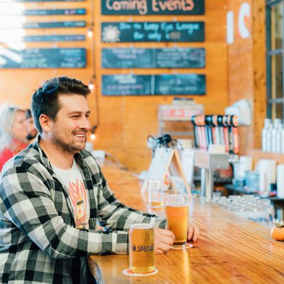 Sampling beers at M. Special Brewing in Goleta