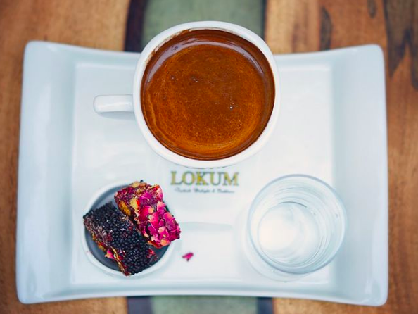 hot coffee on tray